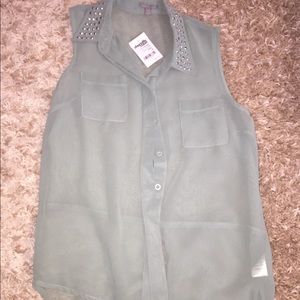 Brand new shirt, sheer, light mint color